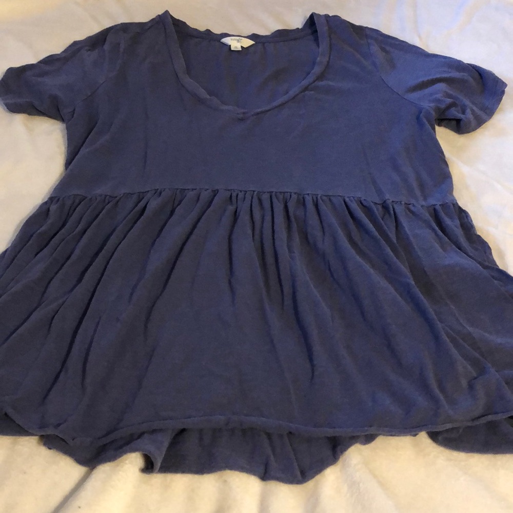 Soft purplish blue peplum top